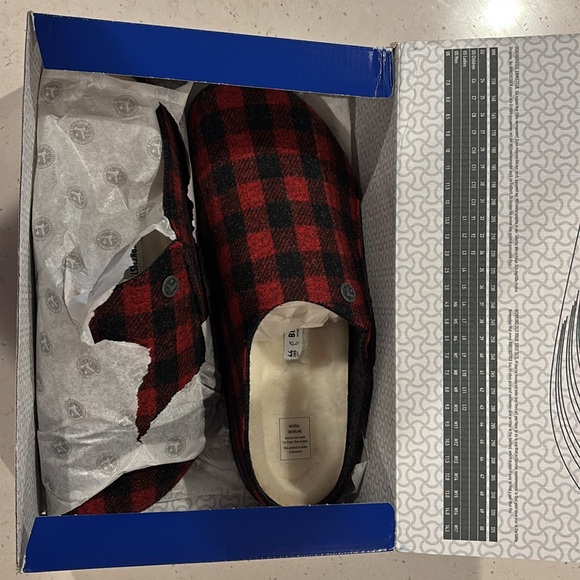 NWB Birkenstock Men’s Zermatt Rivet Red Plaid Shearling Lined Slipper -US11 (44) - Picture 5 of 11